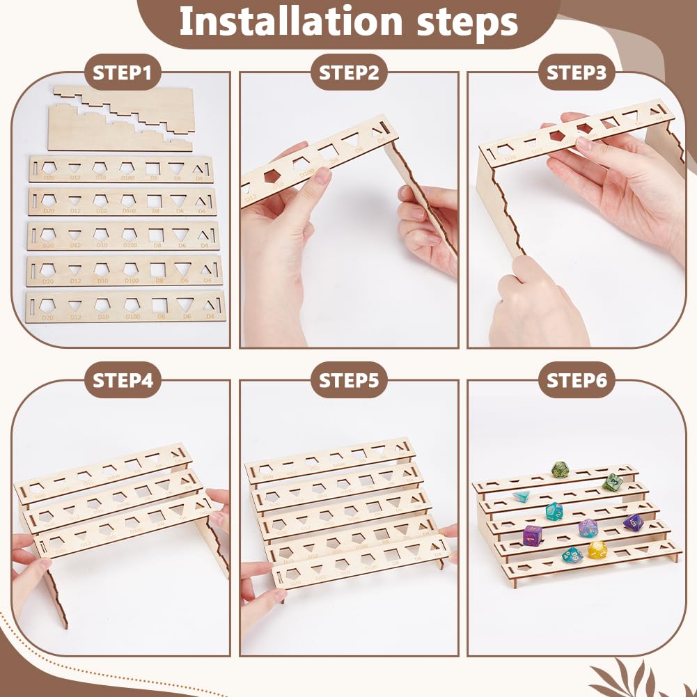 BENECREAT porte-dés bois 5 niveaux amande 18.8x15cm 35pcs