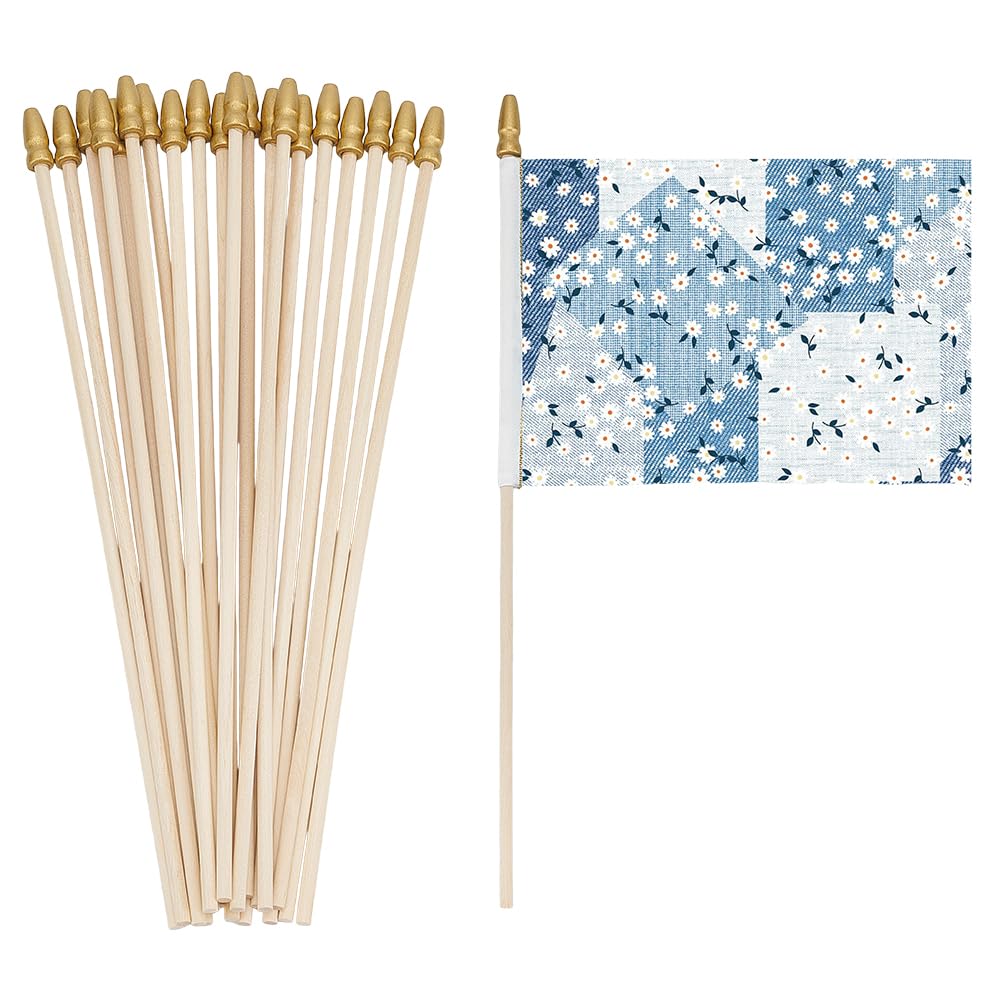 BENECREAT bâtons drapeau bois 25,8cm doré x100