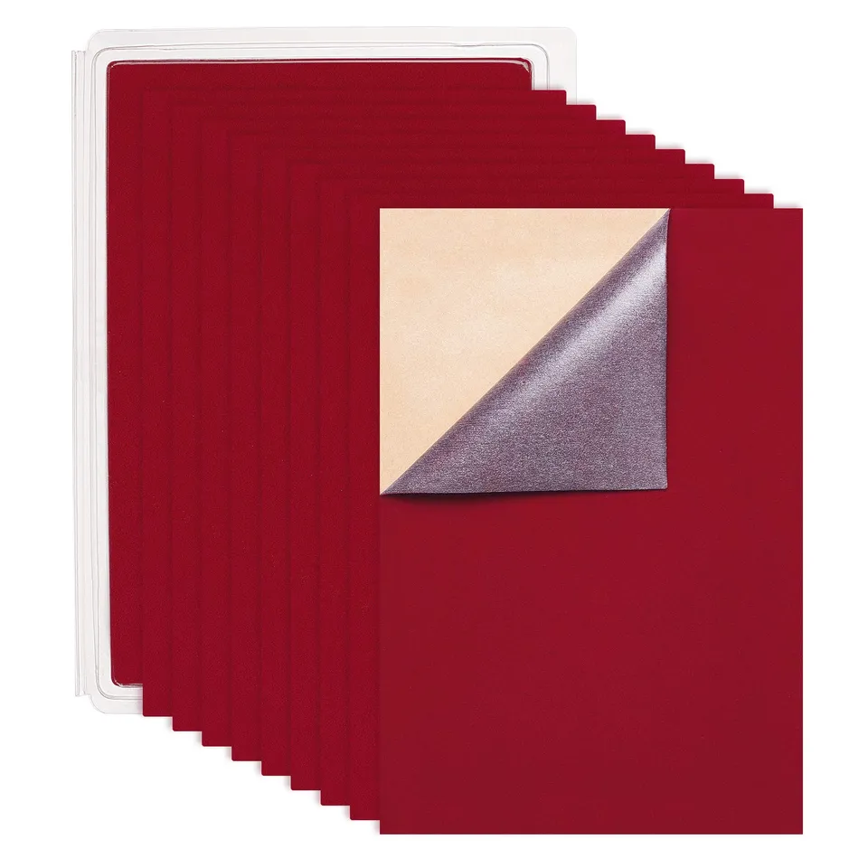 BENECREAT Feuilles Velours Adhésif Rouge Foncé A4 x20