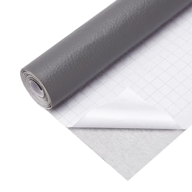 BENECREAT Patch Cuir Synthétique Gris Litchi 120x40 cm