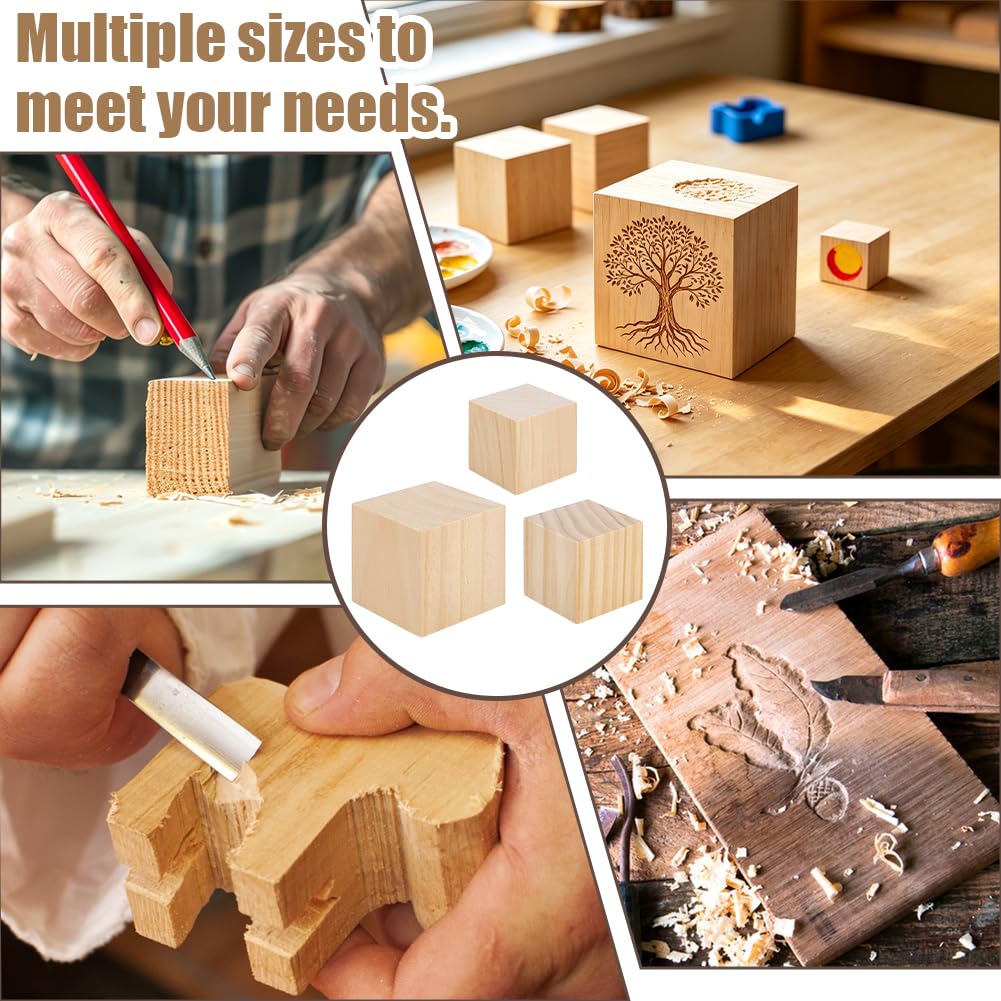 BENECREAT Cubes Bois Pin Brut 16pcs 70/50/40mm à peindre