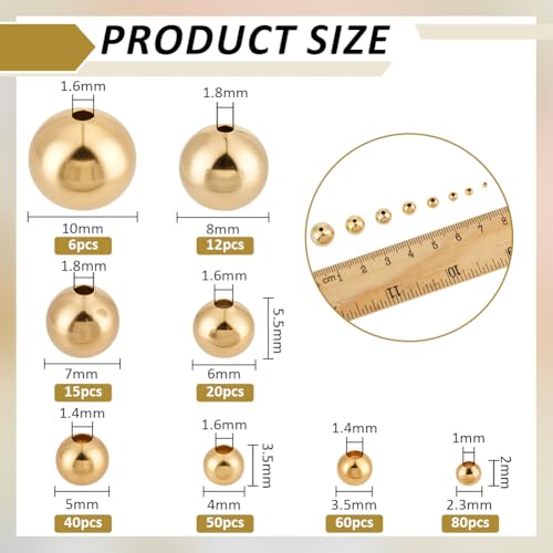 BENECREAT Perles intercalaires laiton or 24ct 283pcs