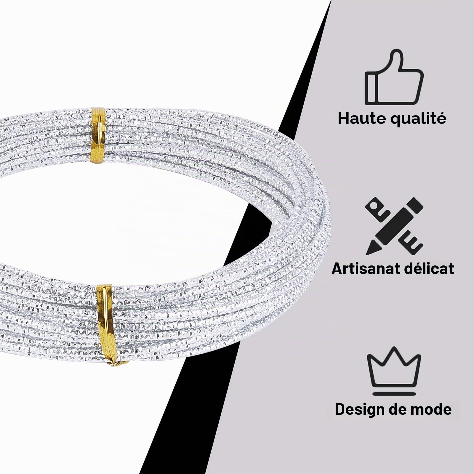 BENECREAT fil aluminium argenté texturé 2 mm 10 m