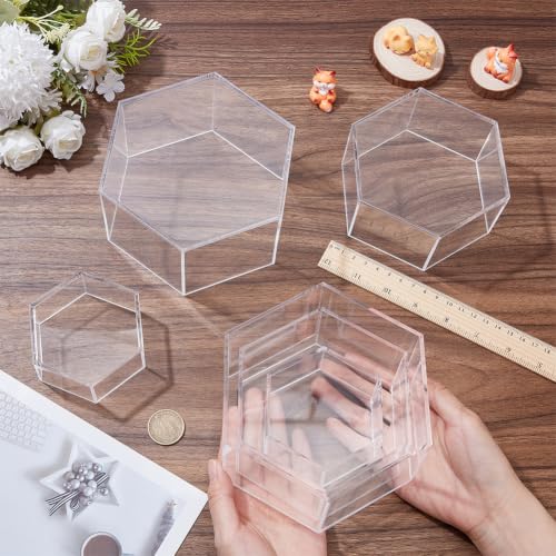 BENECREAT présentoirs bijoux hexagone acrylique 6 pièces