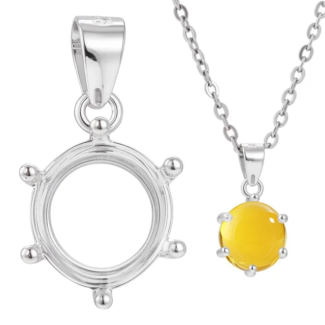 BENECREAT 925 pendentif rond 6 griffes argent 6mm