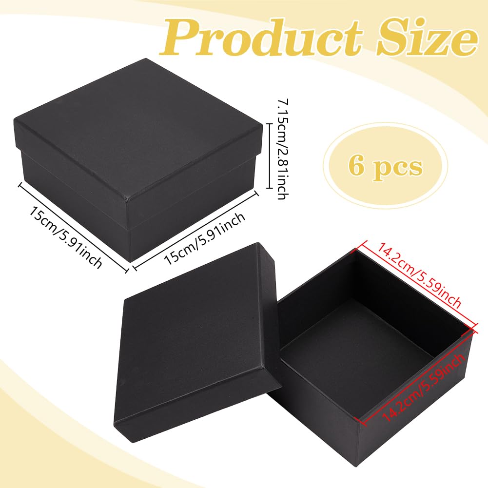 BENECREAT boîte bijoux papier noir 6 pcs 15x15 cm rigide