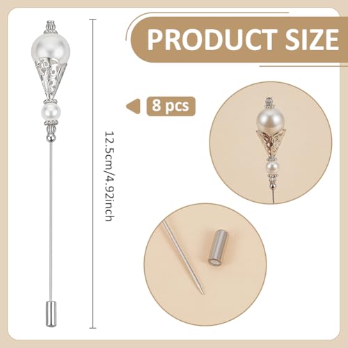 BENECREAT 8 épingles chapeau perle laiton platine 125mm