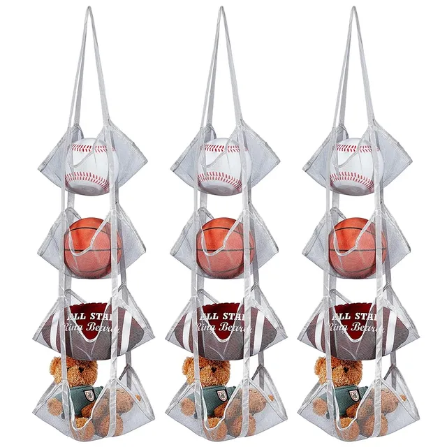 BENECREAT Organisateur Balles Maille Gris 3pcs 4 Niveaux