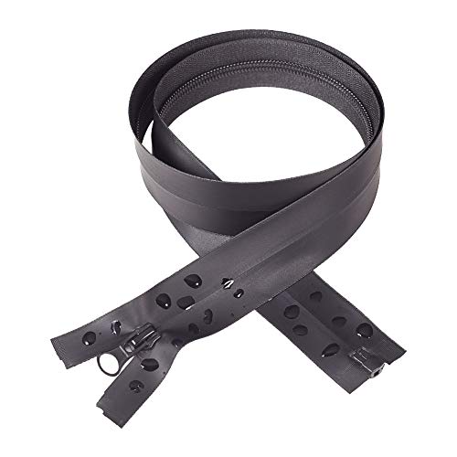 BENECREAT lot 5 fermetures éclair nylon noires imperméables 80 cm