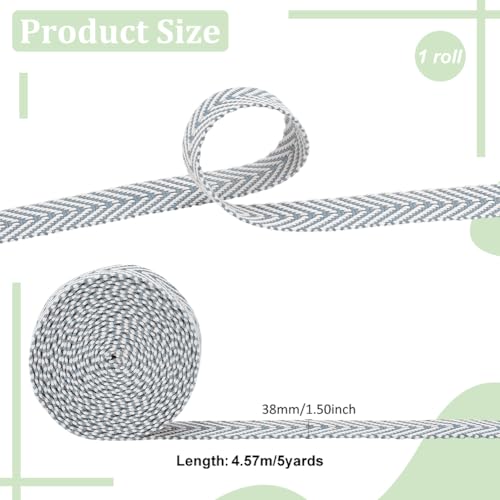 BENECREAT Sangle Jacquard Flèche Bleu Clair 38 mm 4,6 m