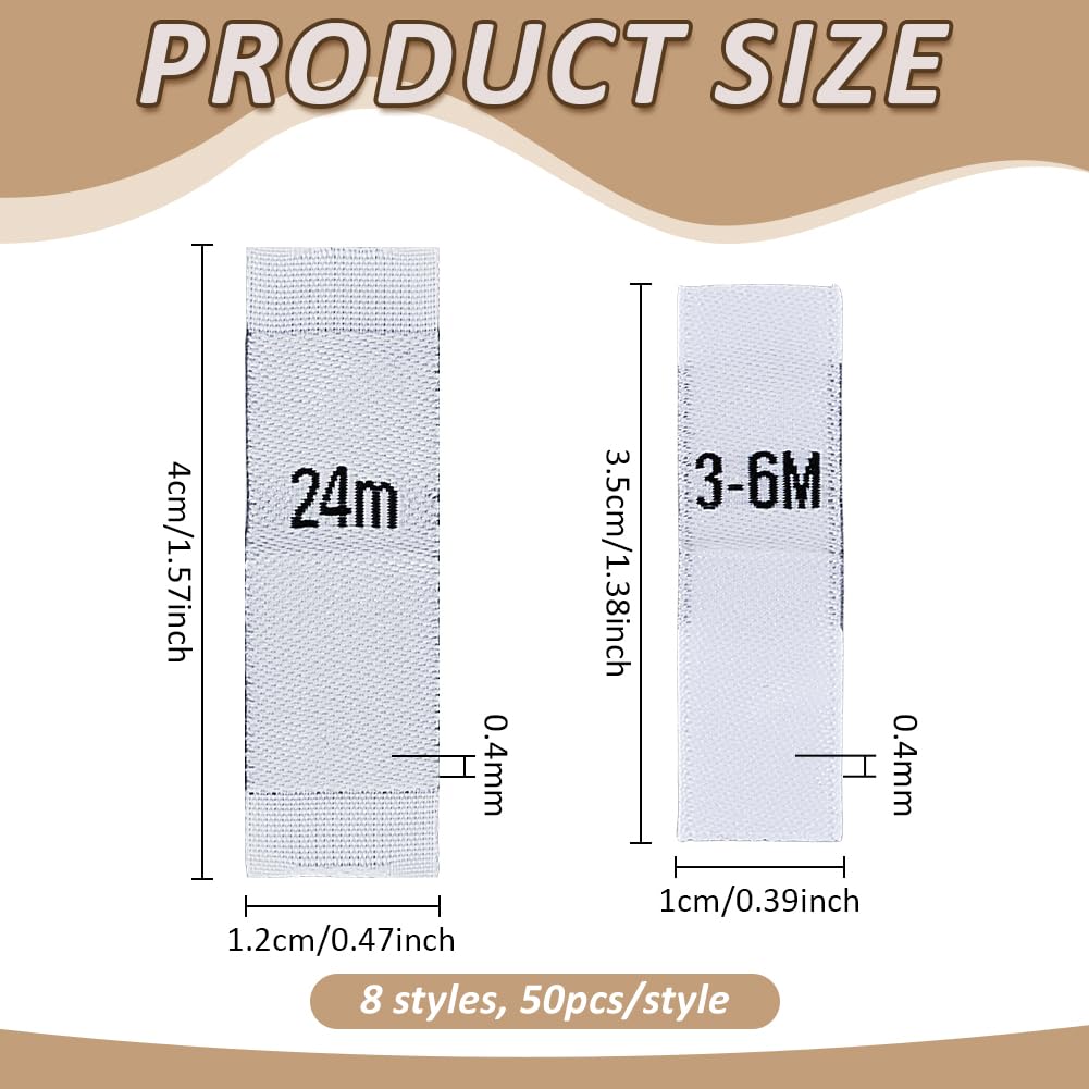 BENECREAT 400 étiquettes taille polyester blanc couture