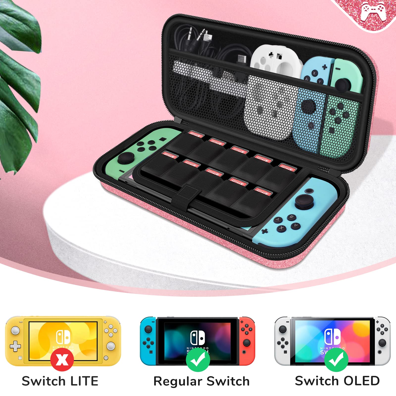 JYPS Paillettes Housse Switch / OLED Rose Rigide