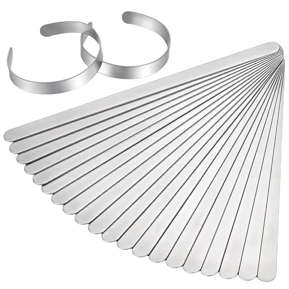 BENECREAT bracelets manchette acier inox 170x10mm lot 20 gravure