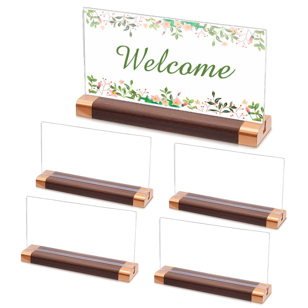 BENECREAT Porte-plaque bureau acrylique noyer 5 pcs