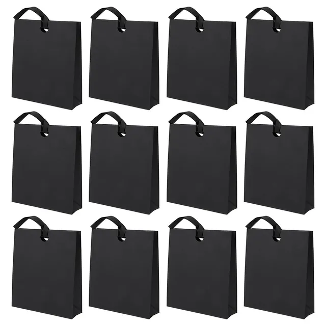 BENECREAT Sacs Cadeau Noirs Ruban Satin 22x25 cm x12