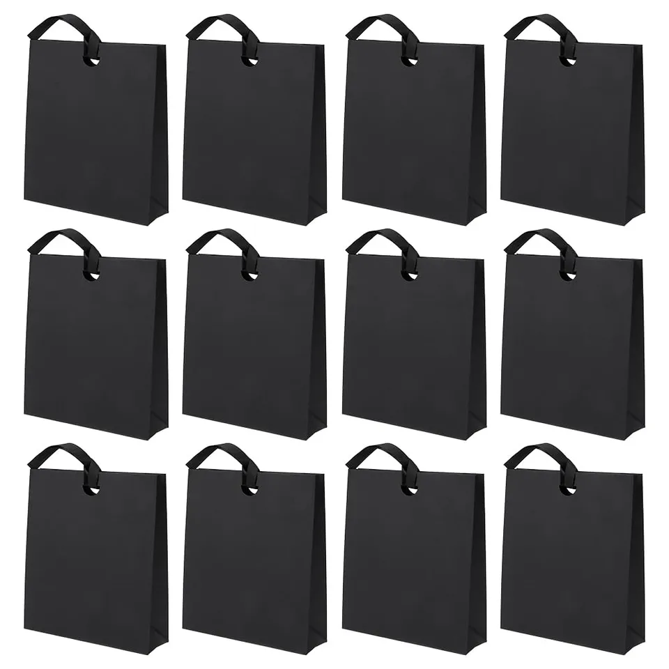BENECREAT Sacs Cadeau Noirs Ruban Satin 22x25 cm x12