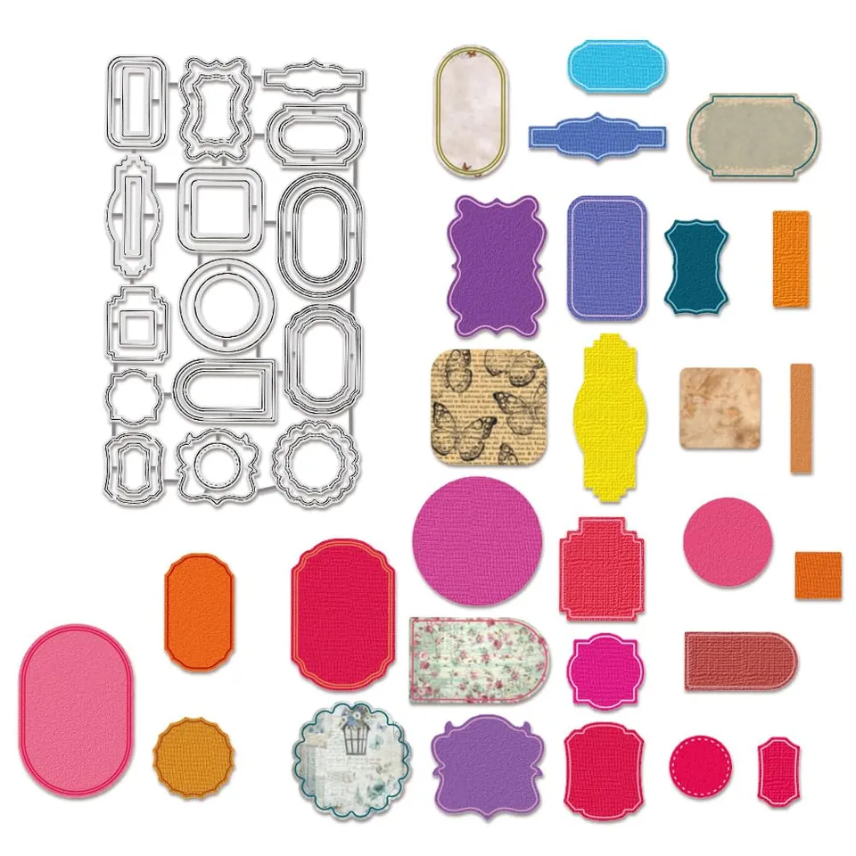 BENECREAT Matrices Découpe Étiquettes 28pcs Métal Scrapbooking