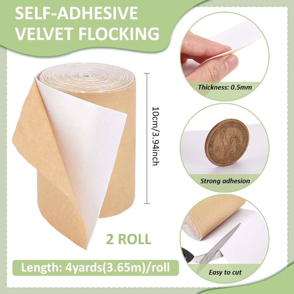BENECREAT Velours Auto-Adhésif Blanc 10cm x 7,3m 2 Rouleaux