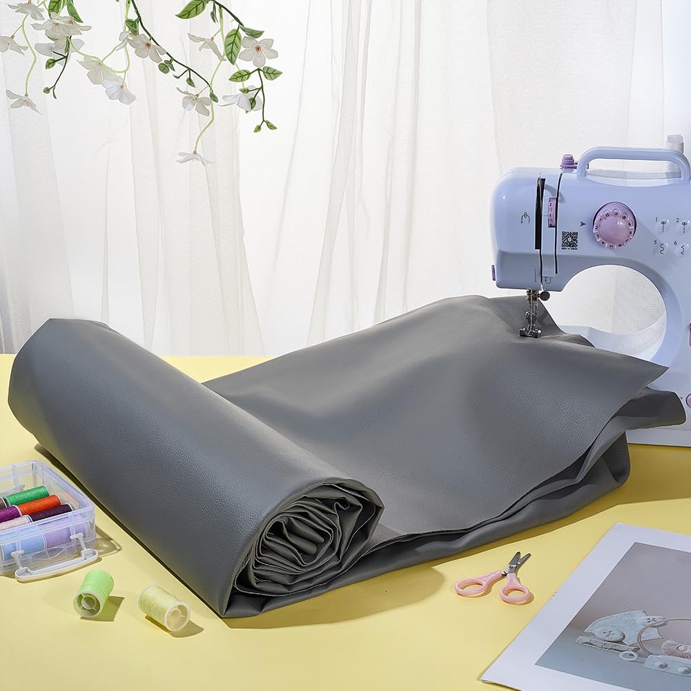 BENECREAT tissu vinyle gris 300x160cm similicuir PVC imperméable