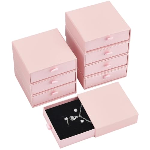 BENECREAT Boîte à bijoux carton rose 9x9x3cm lot de 8