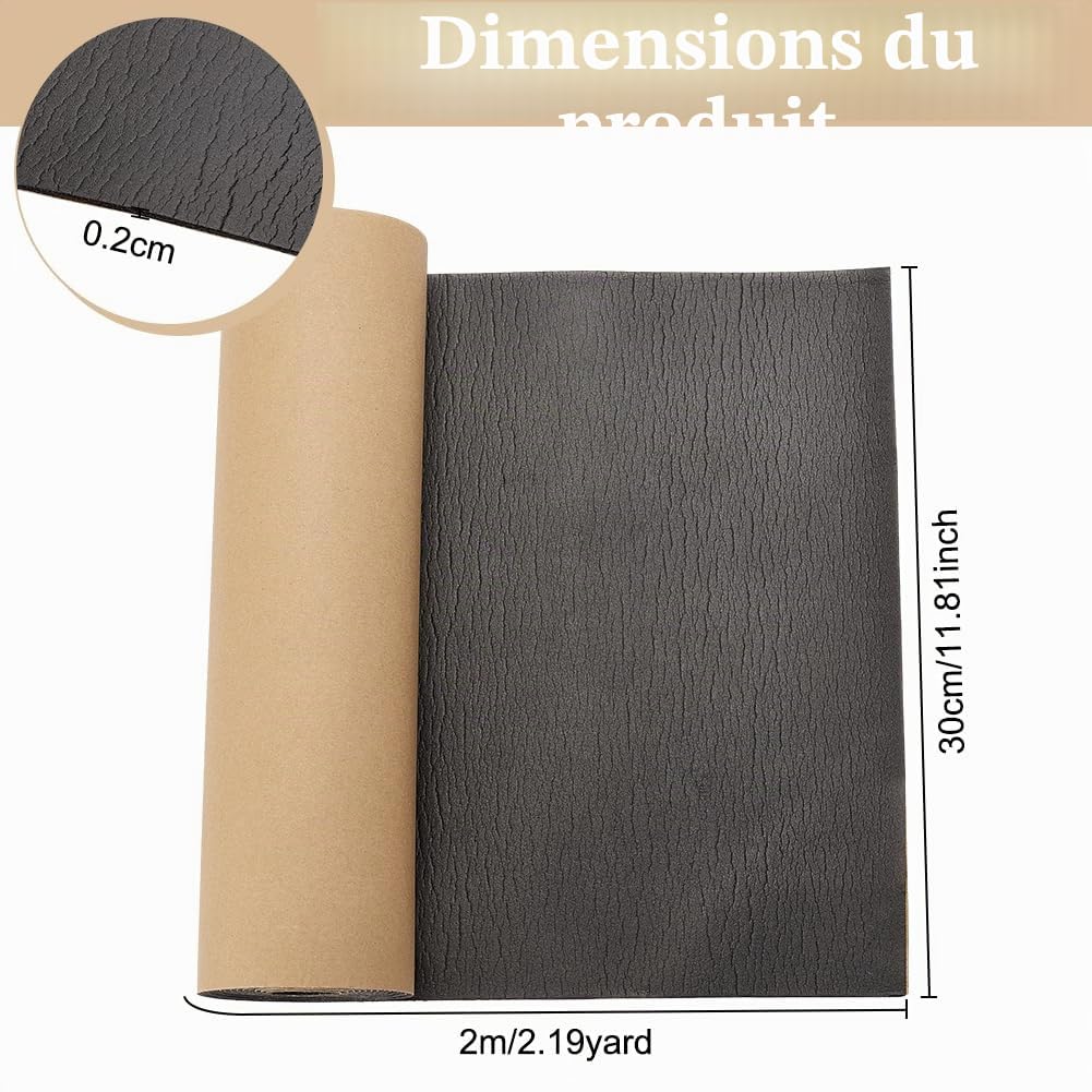 BENECREAT Rouleau Mousse EVA Autocollante 200x30cm 2mm Noir