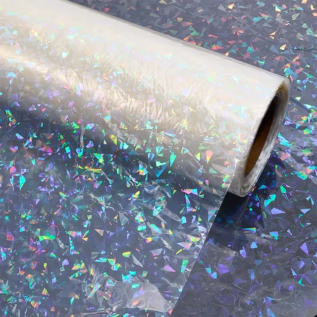BENECREAT Film Vinyle Holographique Transparent Gemmes 20m x 30cm