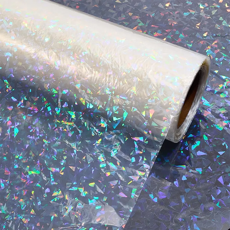 BENECREAT Film Vinyle Holographique Transparent Gemmes 20m x 30cm