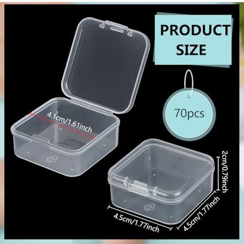 BENECREAT Mini Boîtes Perles Plastique Transparent 70pcs 4,5cm