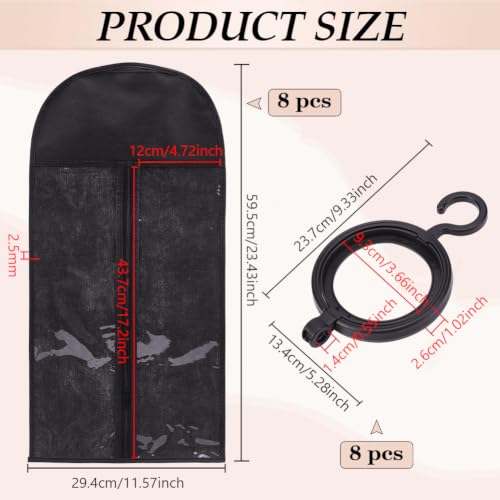 BENECREAT 8 housses perruque PVC noir cintre 595mm