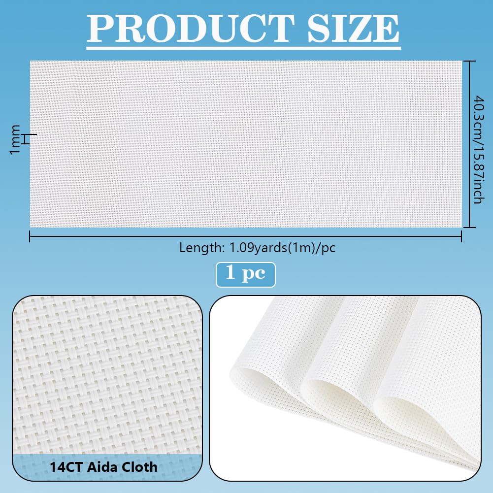 BENECREAT Toile Aïda Plastique 14CT blanche 100x40cm