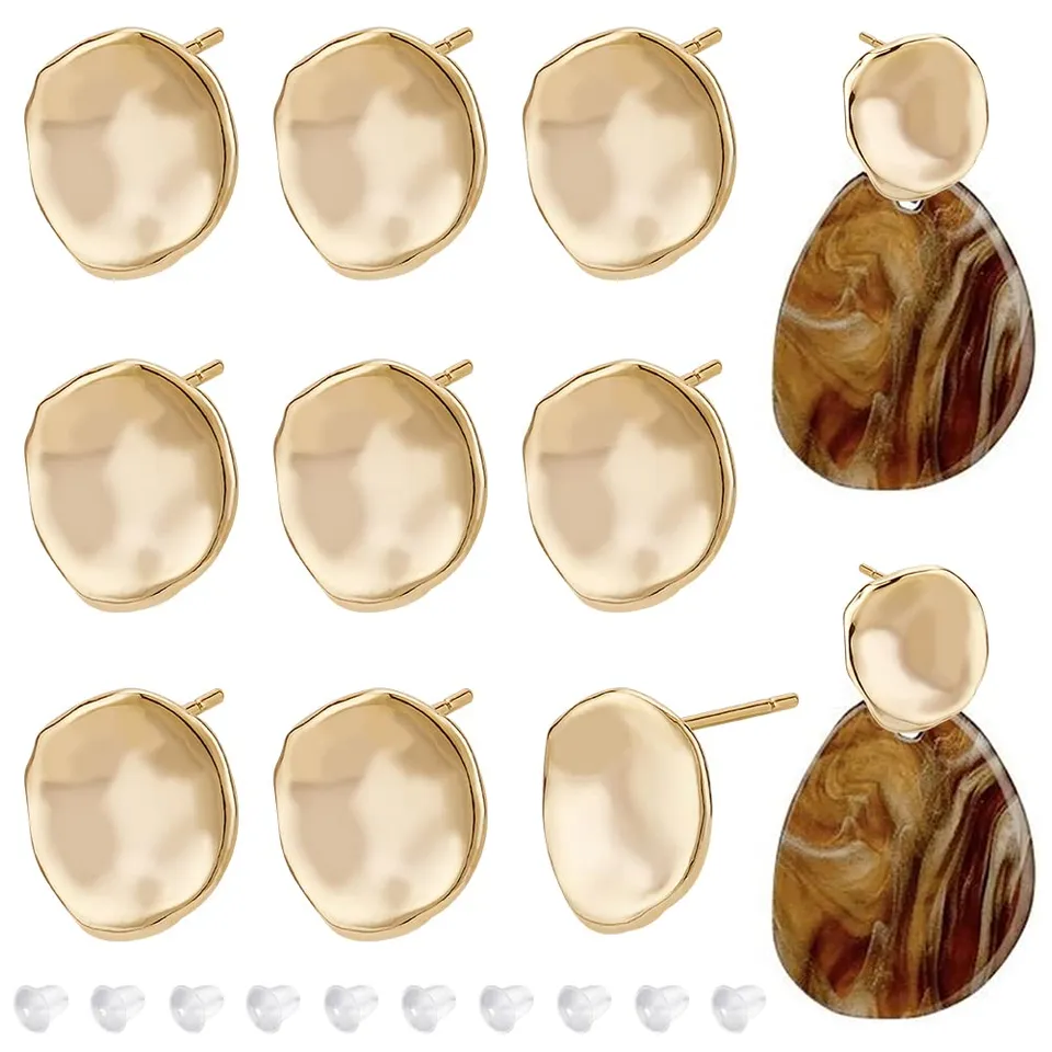 BENECREAT Clous Oreilles Plaqué Or 18K 12pcs À Trou