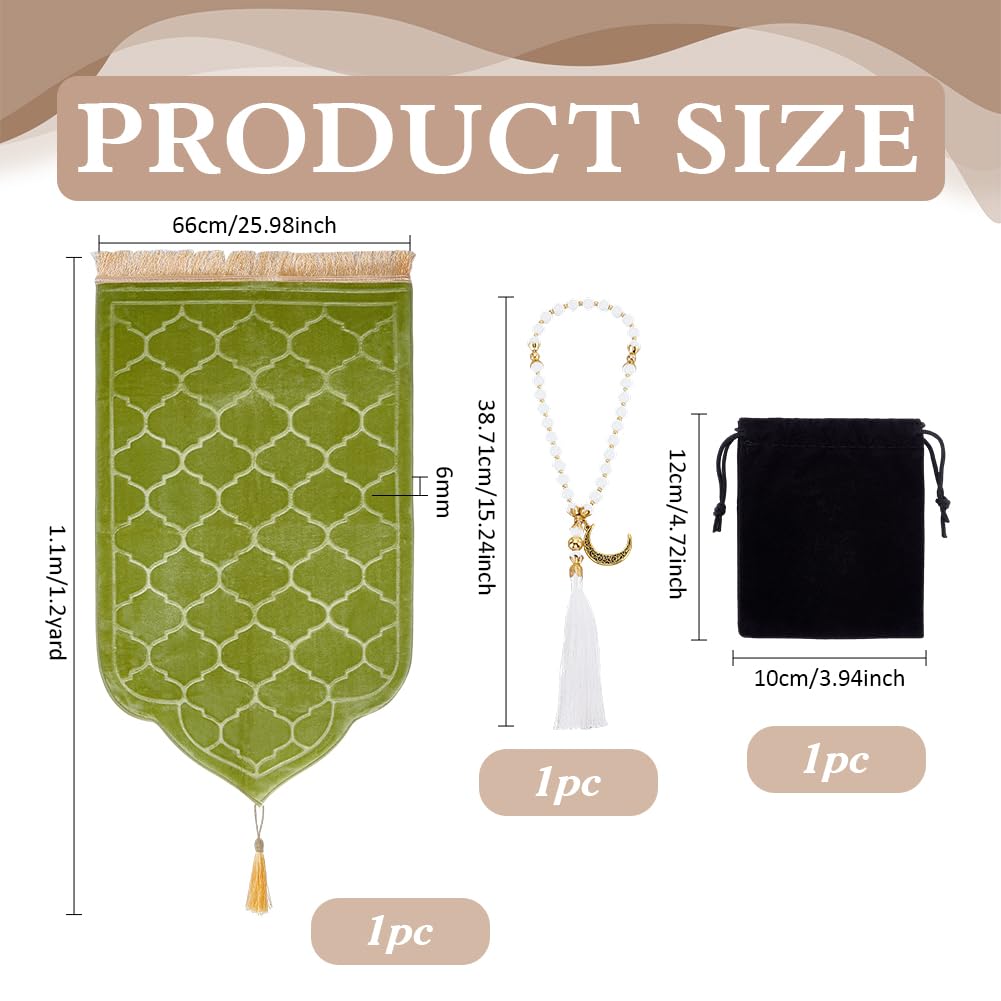 BENECREAT tapis de prière mousse mémoire vert 110x66 cm