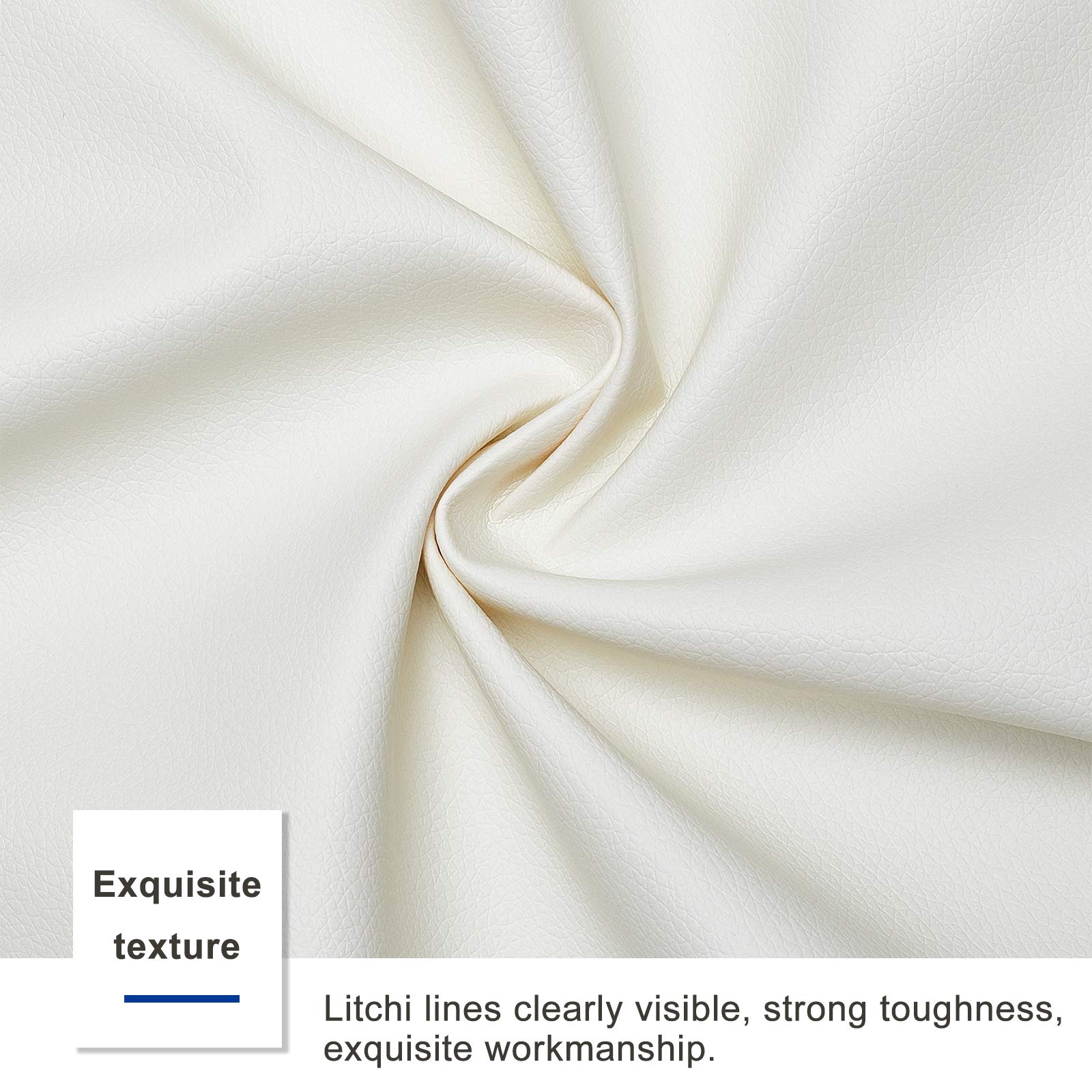 BENECREAT tissu simili cuir blanc 33x140cm litchi