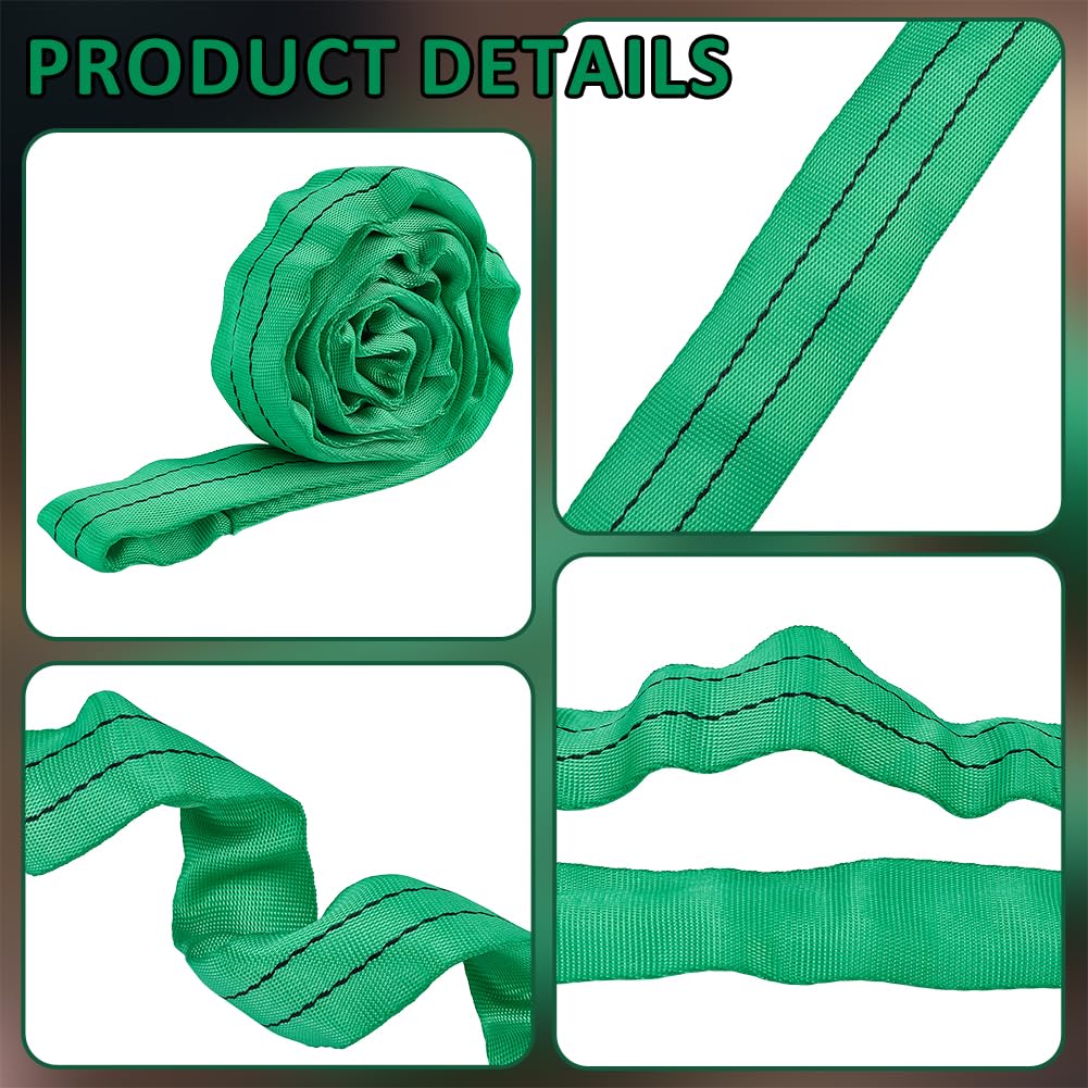 BENECREAT Sangle Levage Ronde 2m Verte Polyester 4pcs