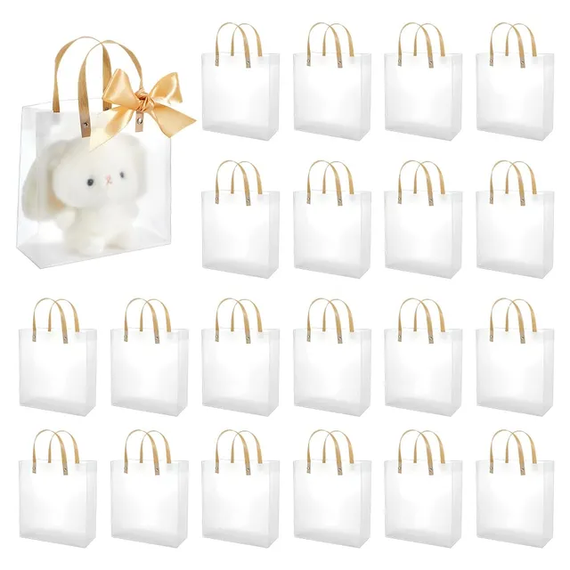 BENECREAT Sacs Cadeau Transparents 20x20x8 cm 12 Pcs