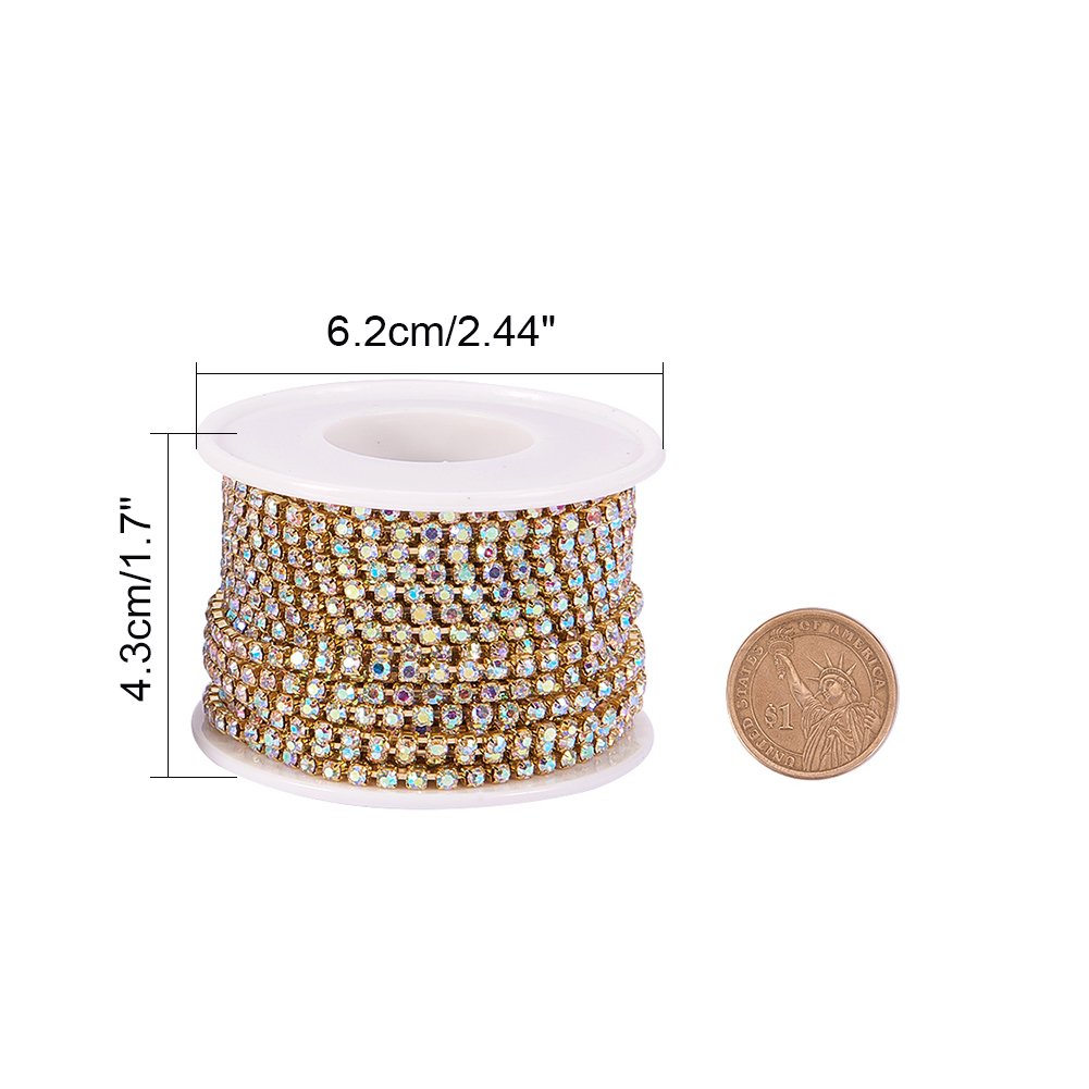 BENECREAT Chaîne Strass Cristal AB 2,6mm 9,14m Fond Or Couture
