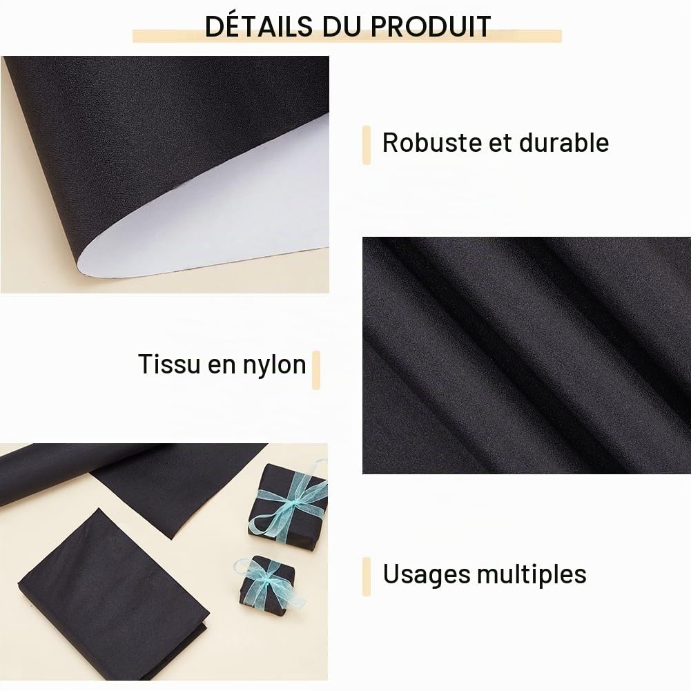 BENECREAT Toile de Reliure Noire 1,2 m x 40 cm Nylon