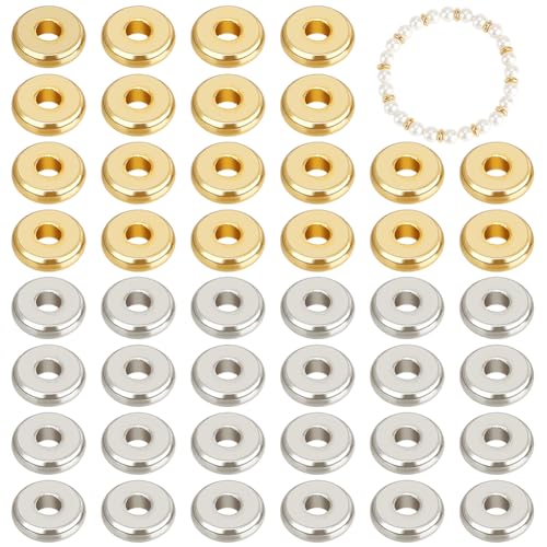 BENECREAT Perles Espacement Laiton 6 mm 160 Pcs Or Platine