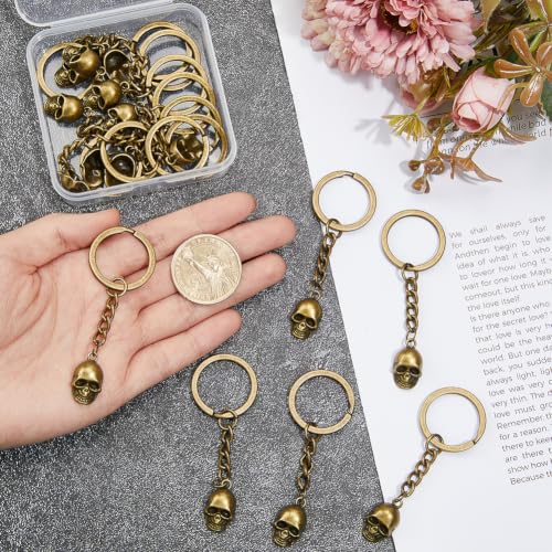 BENECREAT porte-clés crâne bronze antique 70 mm lot de 16