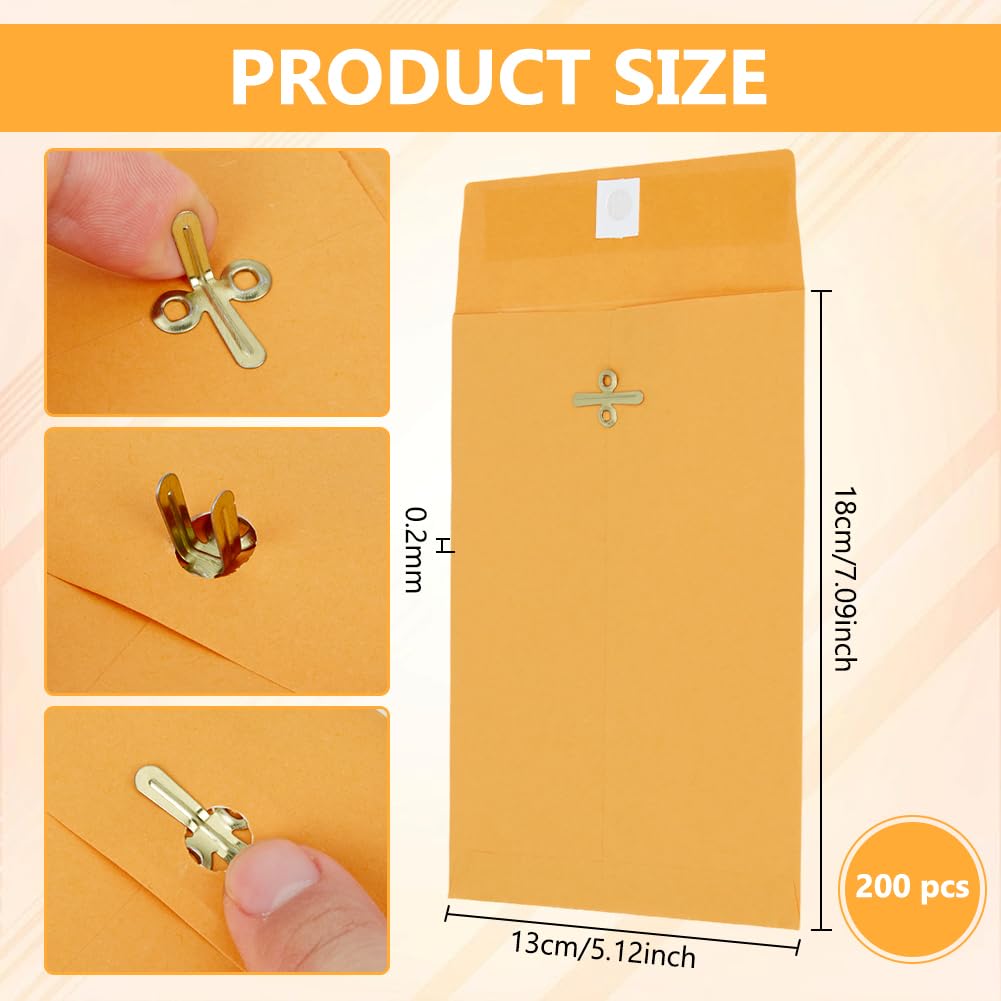 BENECREAT 200 enveloppes kraft fermoir 180x130mm orange