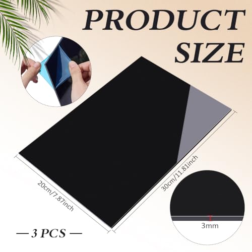 BENECREAT feuille plastique ABS noire 300x200mm 3mm lot 3