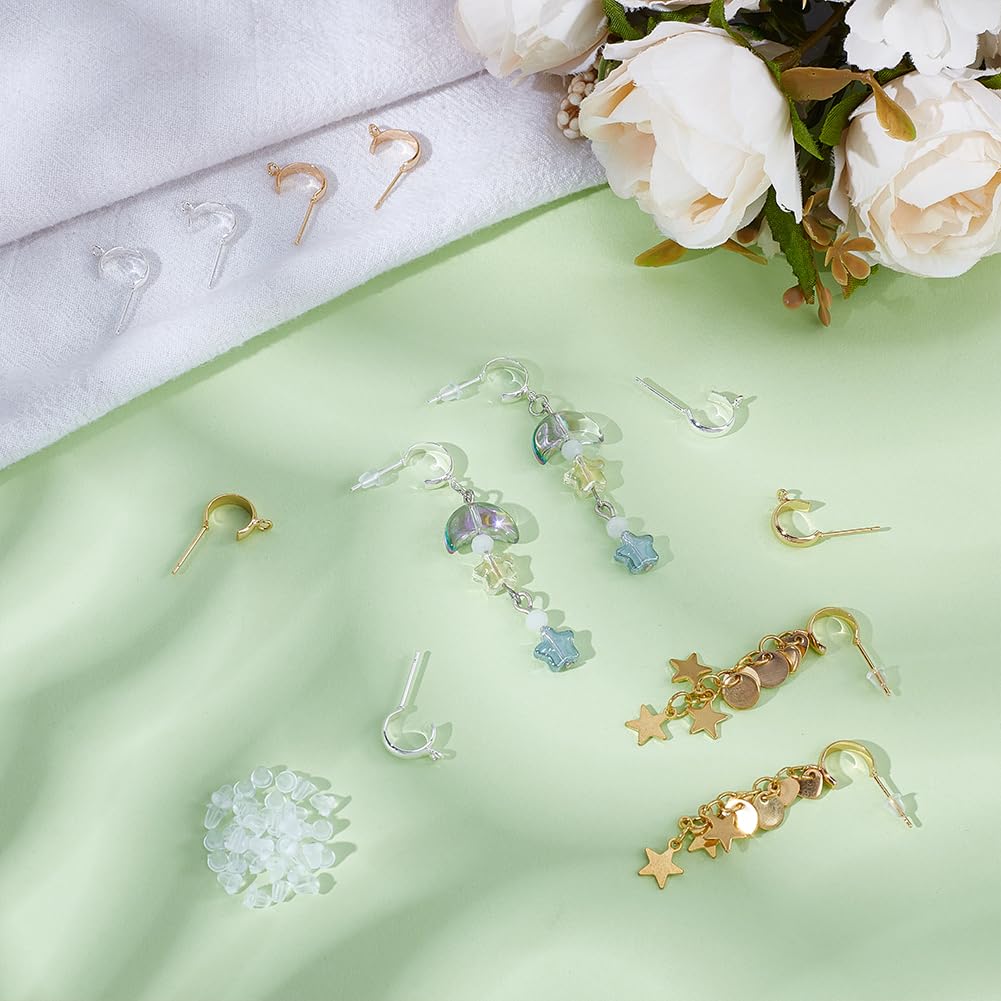 BENECREAT Clous Boucles d'Oreilles tiges laiton doré argent x16