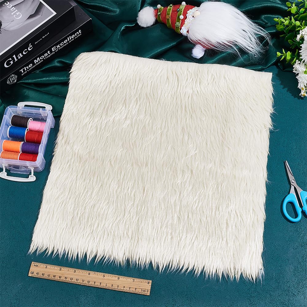 BENECREAT Tissu Fausse Fourrure Blanc 40x40 cm Doux