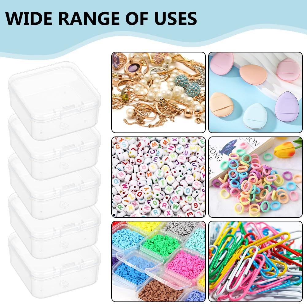 BENECREAT Mini Boîtes Perles Plastique Transparent 70pcs 4,5cm