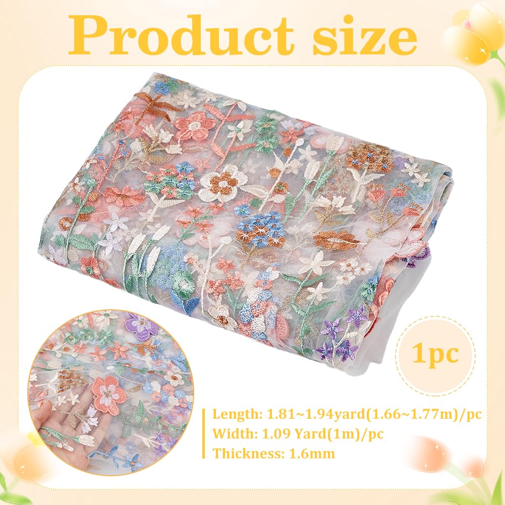 BENECREAT tissu dentelle fleurs 3D blanc 1,66 m x 100 cm tulle