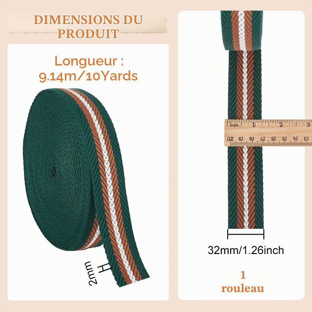 BENECREAT sangle polyester vert foncé 32 mm 9,14 m