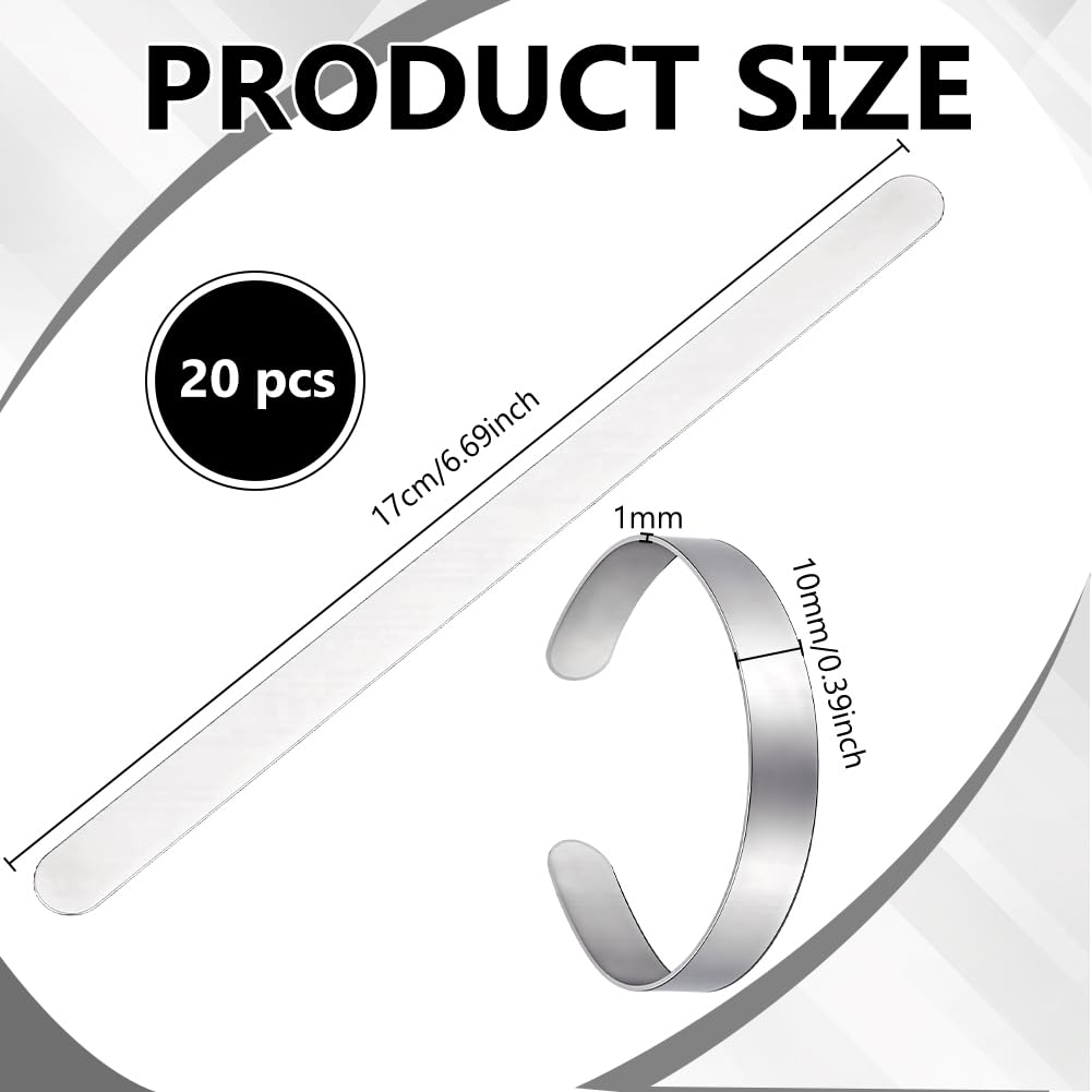 BENECREAT bracelets manchette acier inox 170x10mm lot 20 gravure