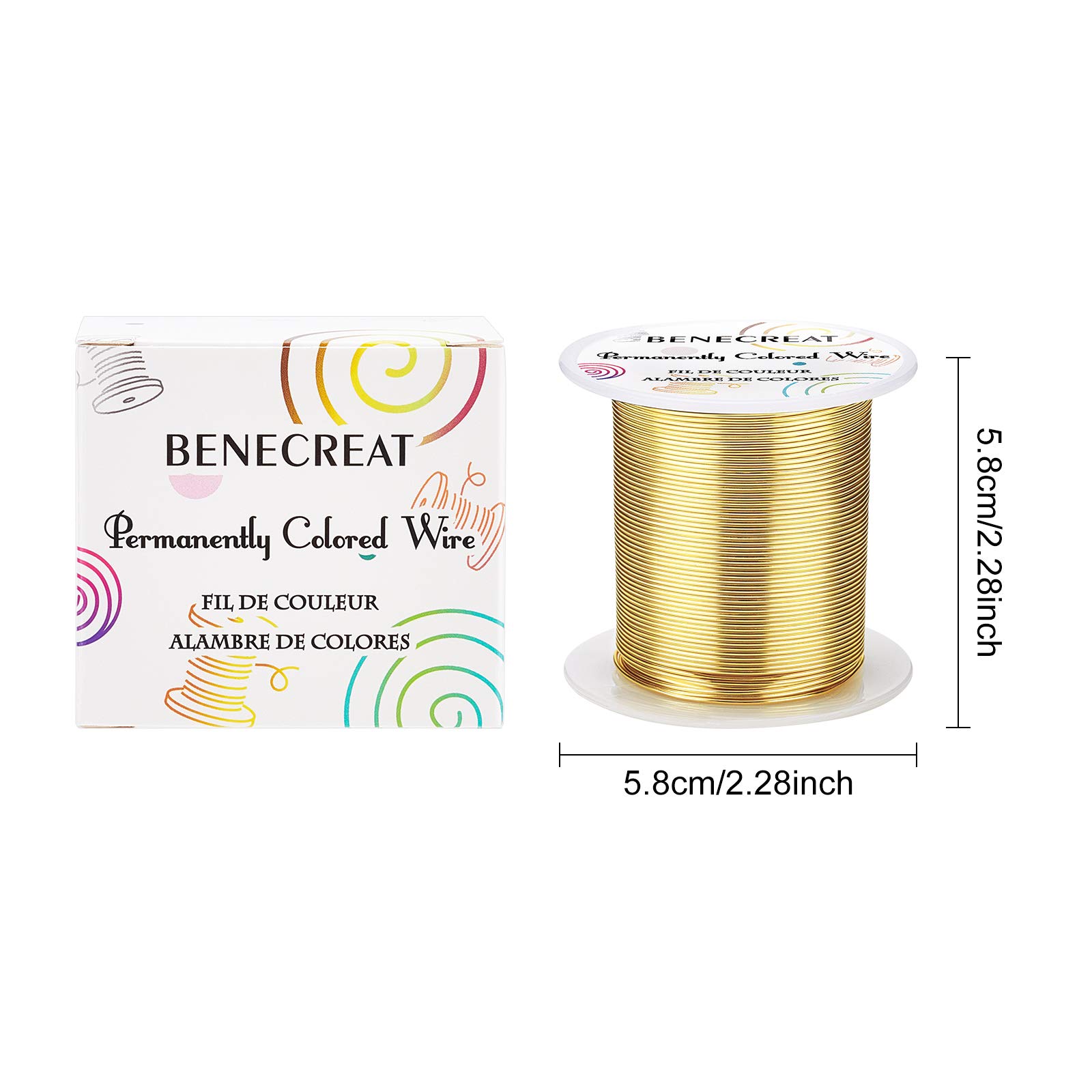 BENECREAT Fil cuivre 0,8mm fil bijoux or clair 30m