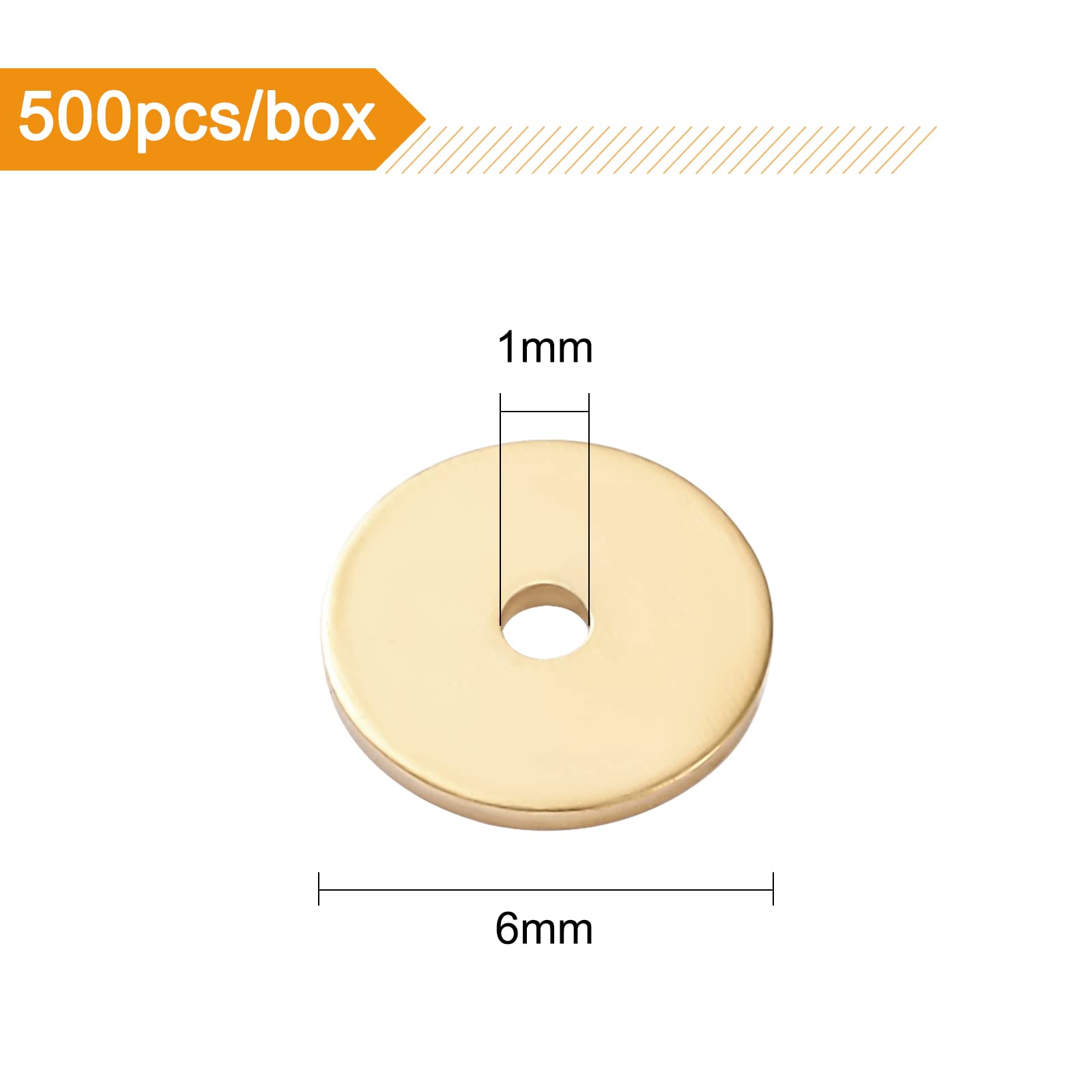 BENECREAT perles disque 6x0.5 mm dorées 500 pcs