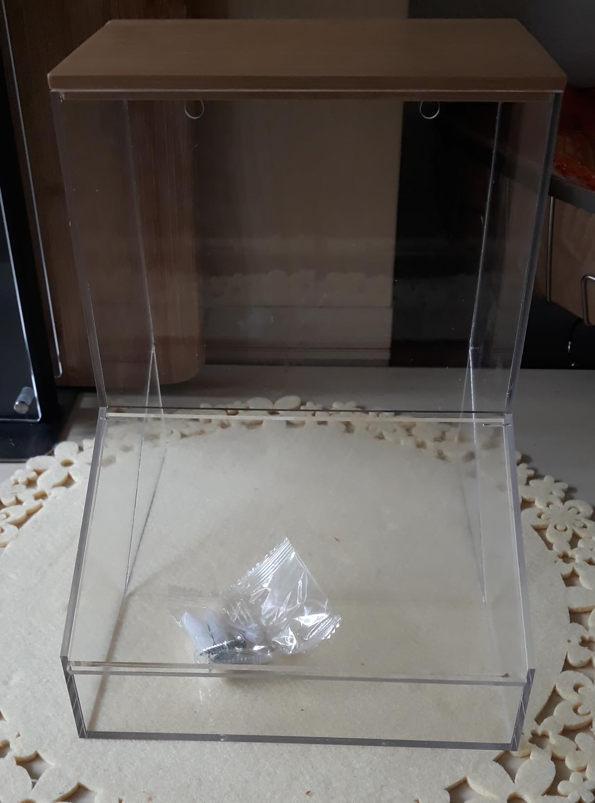 JYPS Boîte Lessive Acrylique Trapèze XL Transparente Couvercle
